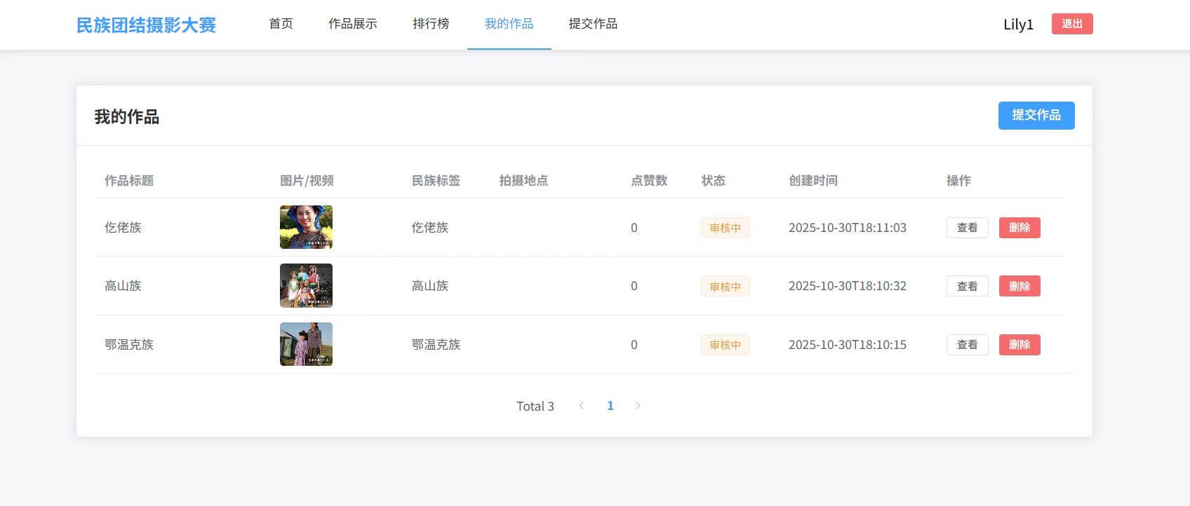 排行榜页面截图